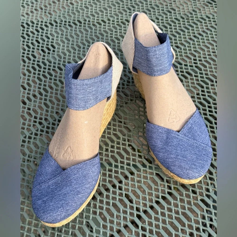 New Chaps, Espadrille, Boho Sandal, Ankle Strap, Wedge, Womens Size 9 1/2 B. BR
